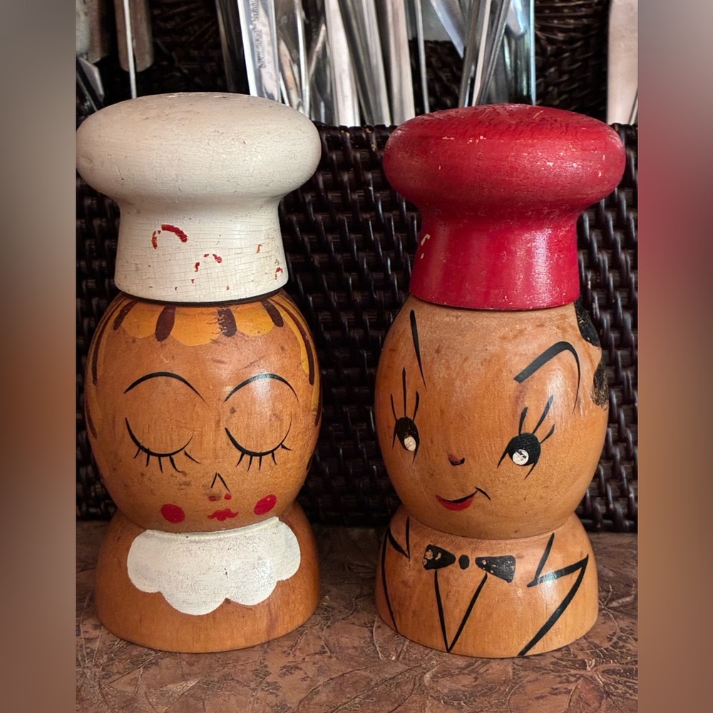 Vintage Salt Pepper Shaker Set Salty Peppy